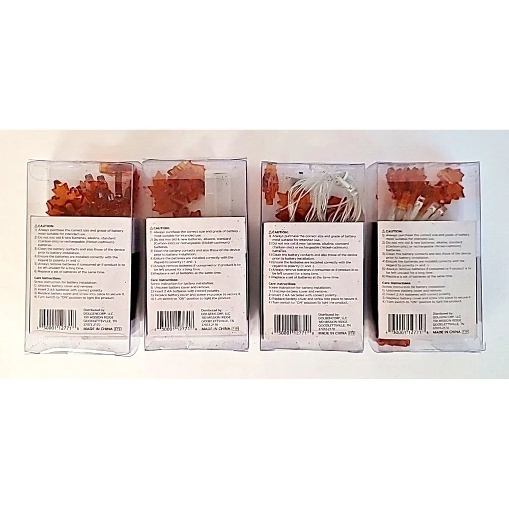 Set of 5 Brown Maple Leaf LED Lights Battery Operated Fall Thanksgiving